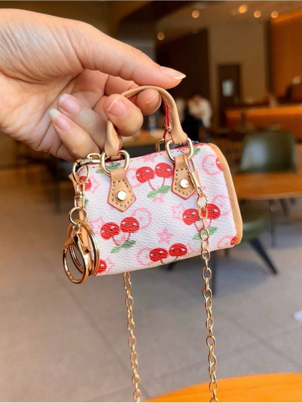 Cherry Print Mini Crossbody Bag Keychain (Pink) absolutely stunning 🤩